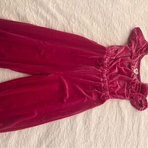 NWT hot pink velvet Crewcuts jumpsuit